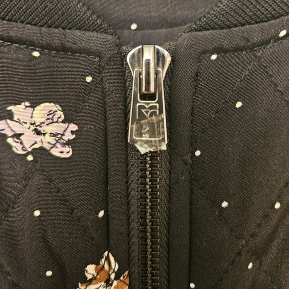 Diane von Furstenberg classic quilted silk bomber jacket floral print sz 8 - Picture 12 of 12